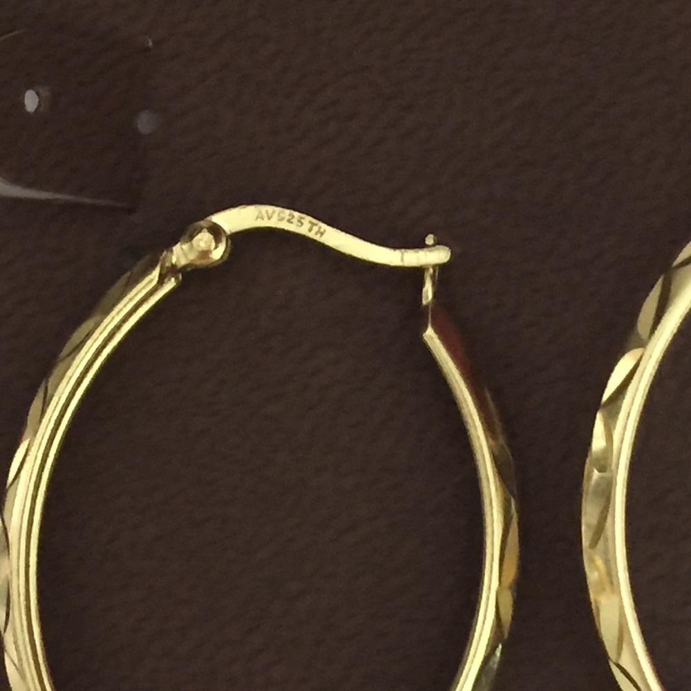New diamond cut gold hoops ja3-2 - Picture 3 of 5